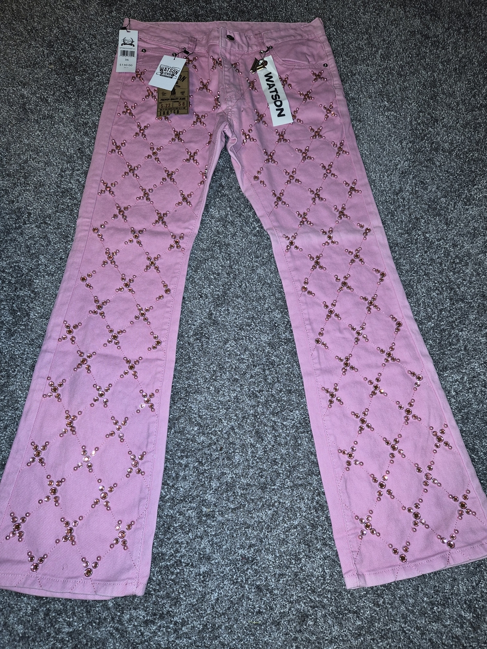 Watson Pink Sequin Embellished Wide-Leg Jeans